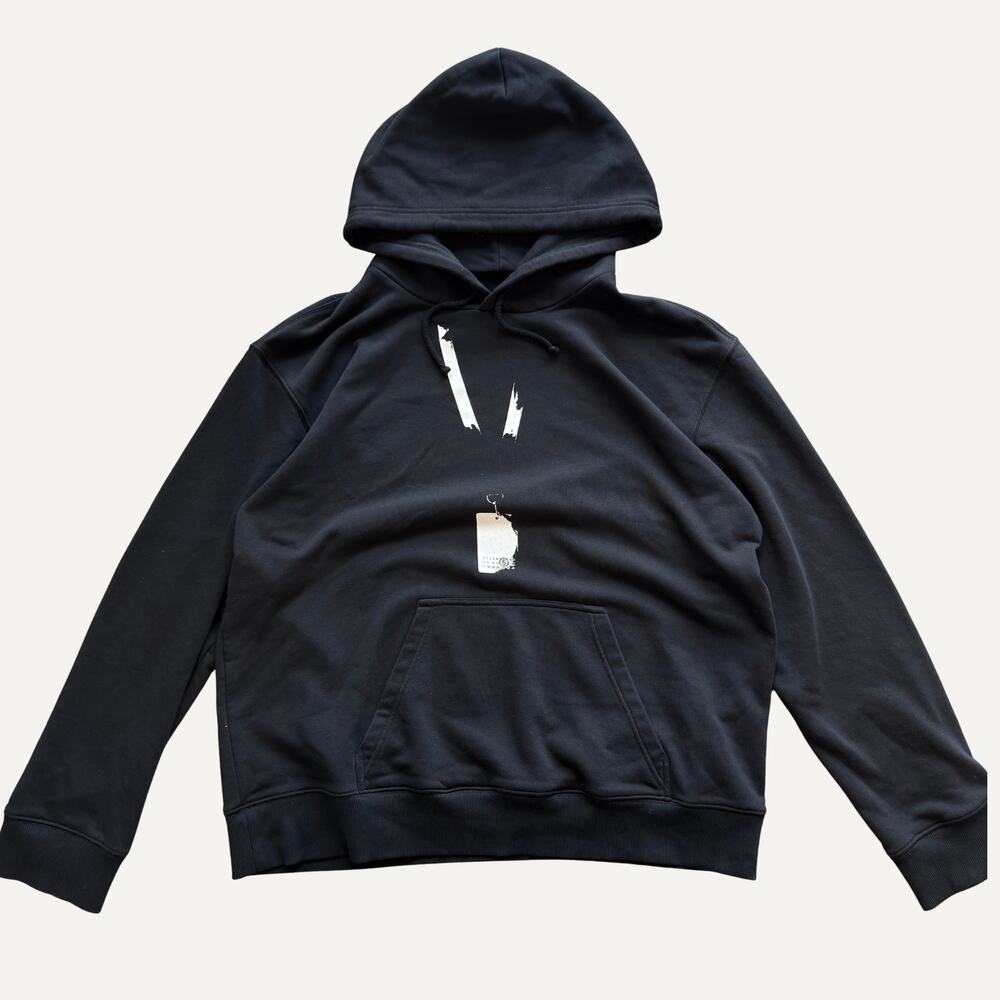 MM6 Maison Margiela 24SS Lanyard Hoodie Black White Medium SH0GU0005